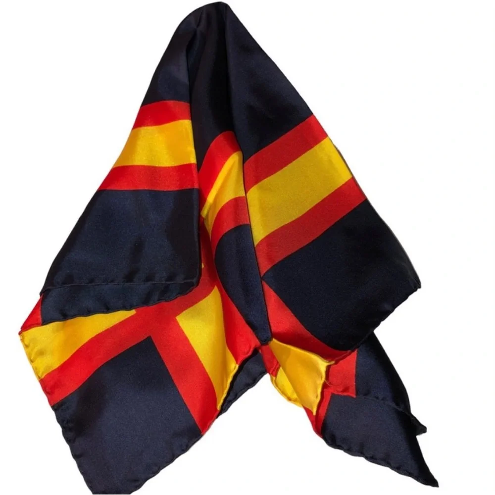 Symphony Square Handcraft Italy  blue red yellow graphic Pocket Square S…